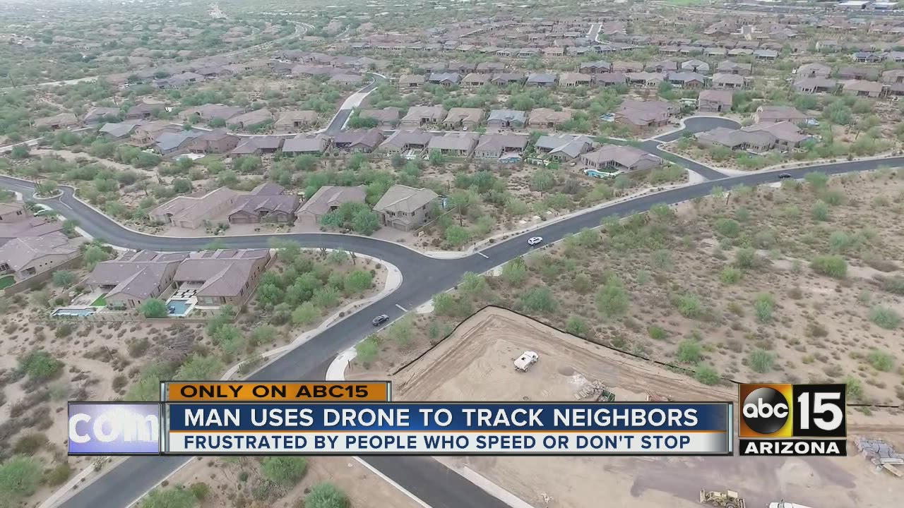 Man tries to enforce traffic laws on a private road with his drone