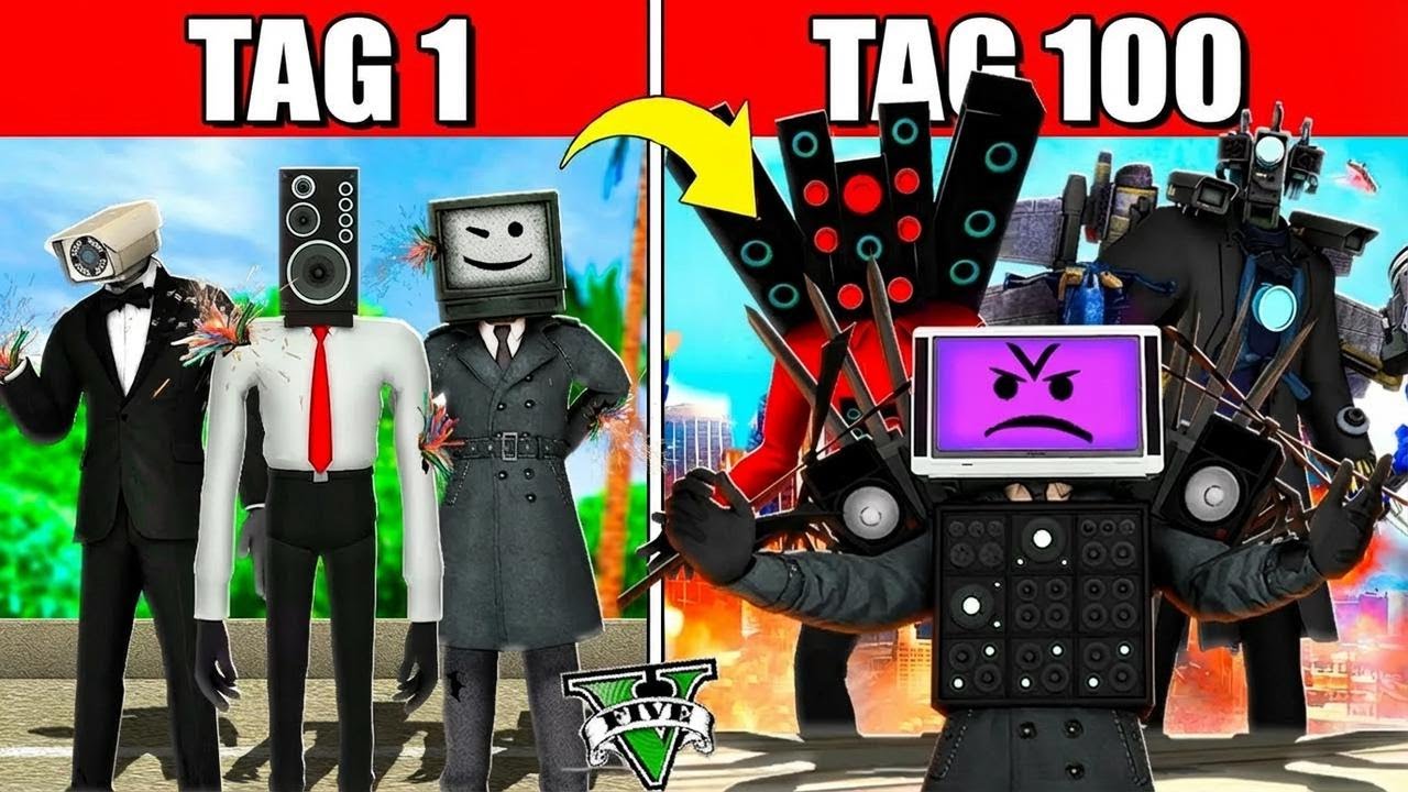 Ich hab 100 Tage im Skibidi Toilet-Mod in GTA 5 überlebt!