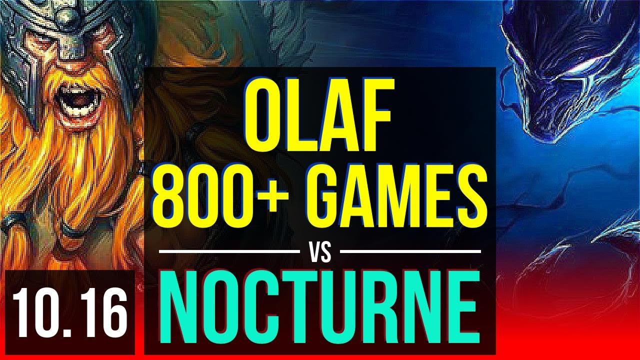 OLAF vs NOCTURNE (TOP) | 1.8M mastery points, 800+ games, KDA 4/0/1 | EUW Grandmaster | v10.16