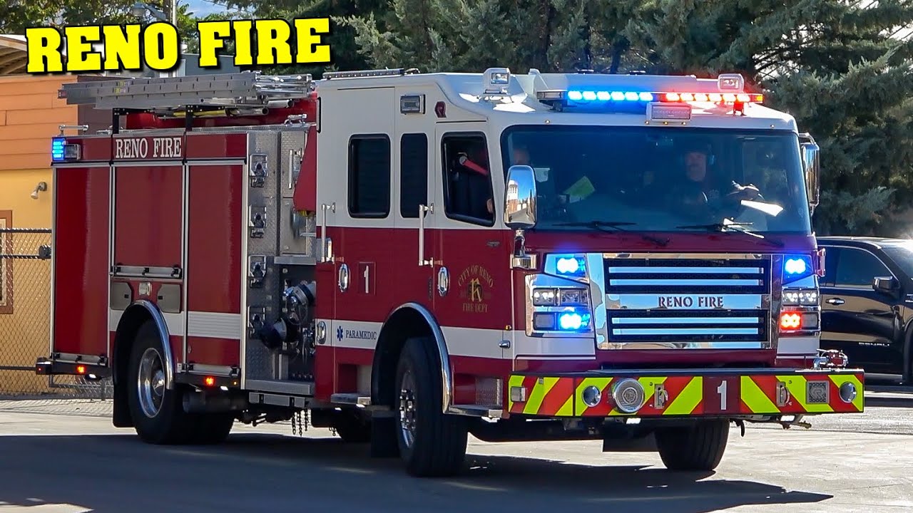[BRAND NEW ROSENBAUER ENGINE] - RENO Fire Department: Engine 1 & Truck 1 responding | Nevada