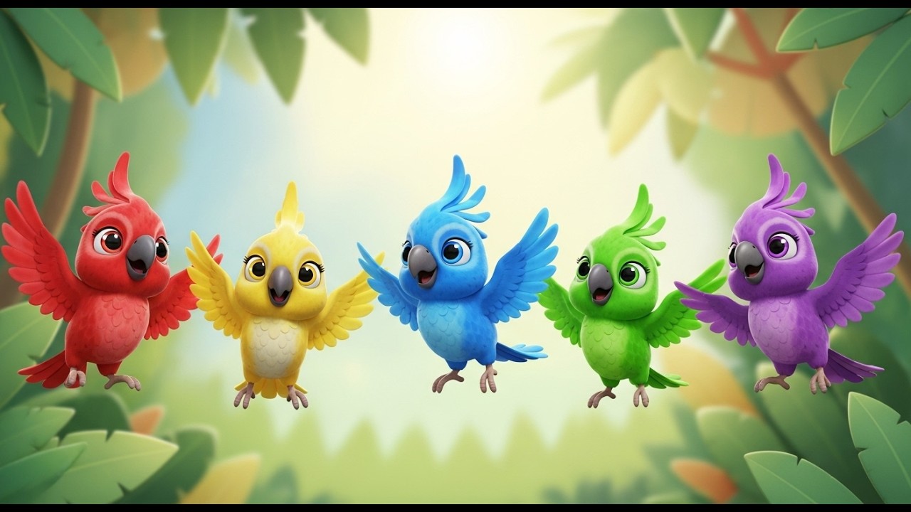Cinco Pequenas Cacatuas Flap Flap Flap | Canções de Aves e Rimas Infantis