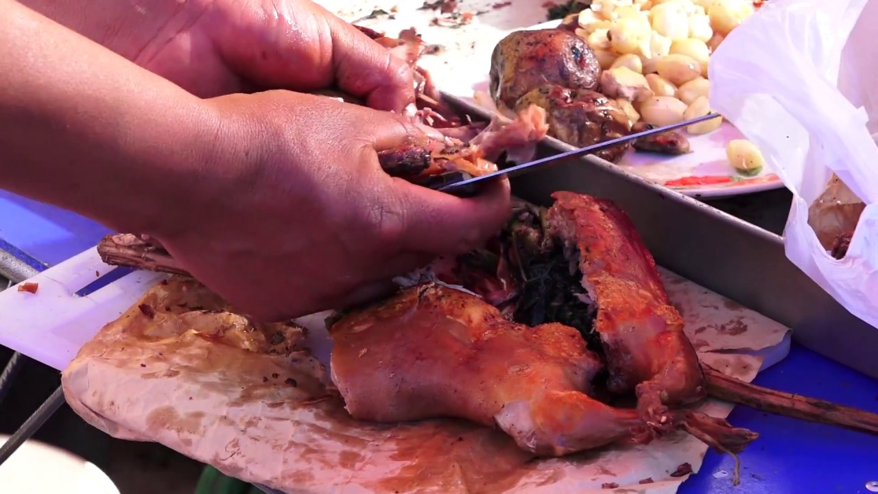 Street Food in Peru, Cusco - Roasted Guinea Pig