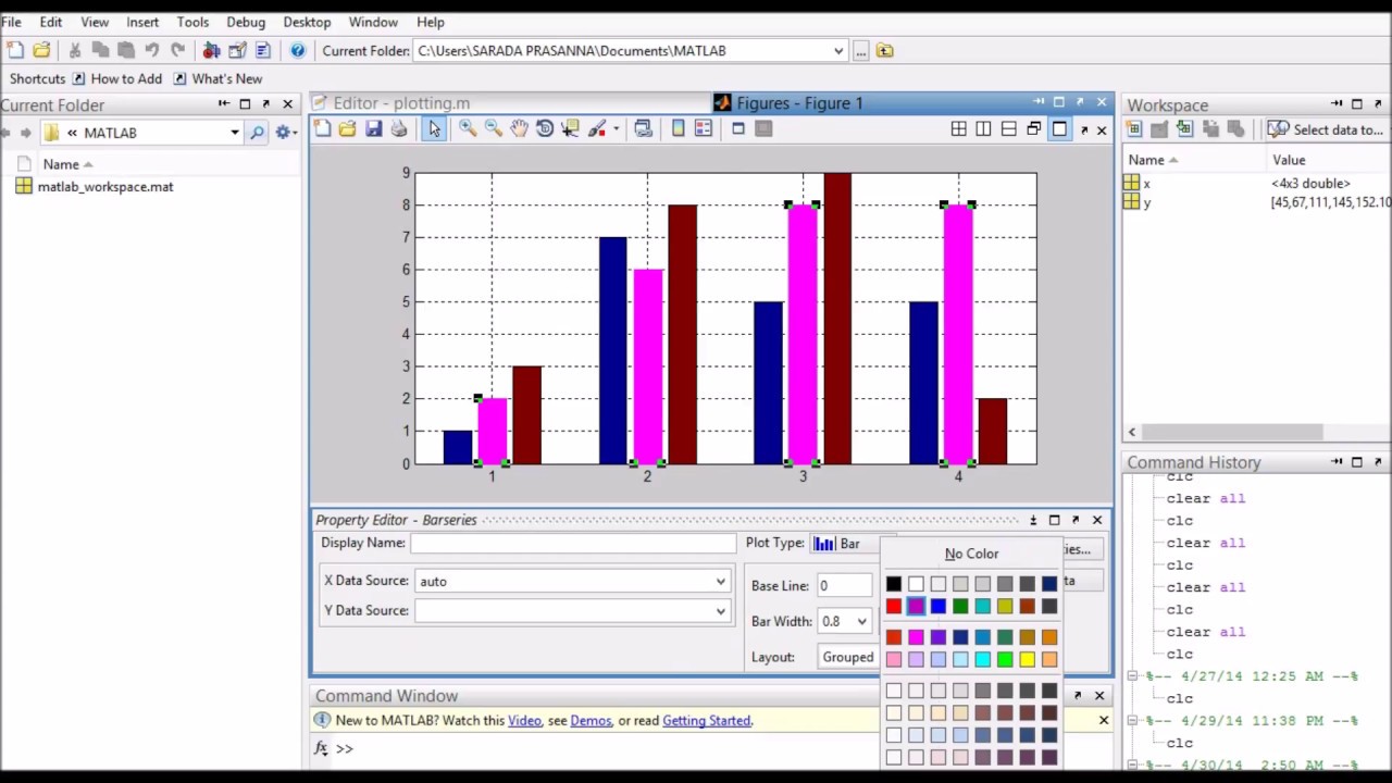 How to create a BAR Graph in matlab by writing programming
