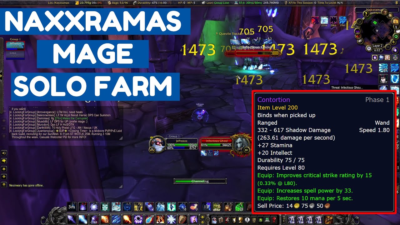Naxxramas Mage Solo Trash Farm (WOTLK Classic)