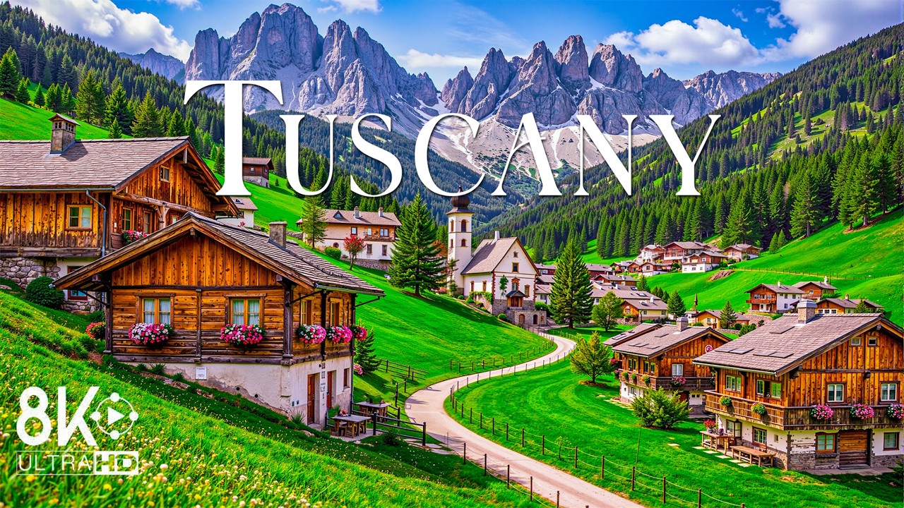 Тоскана 8K 🇮🇹✨ – Исследуйте холмистые пейзажи, виноградники и старинные деревни Италии.