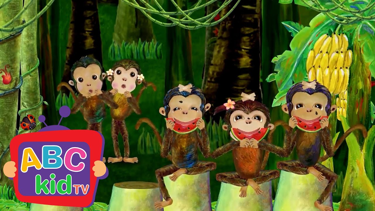 Five Little Monkeys Jumping on the Bed | ABC Kid TV Nursery Rhymes & Kids Songs
