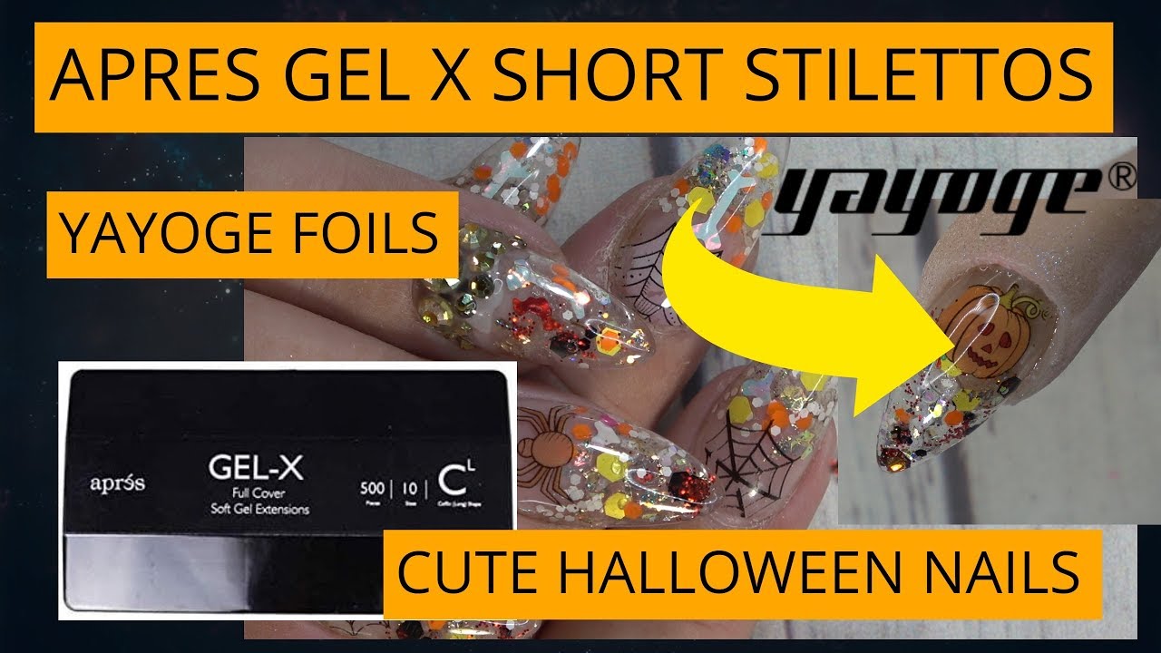 Apres Gel X Natural Short Stiletto Nails For Halloween!!! SO CUTE