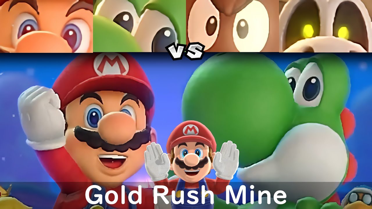 Super Mario Party Mario and Yoshi vs Goomba and Dry Bones #161 Gold Rush Mine