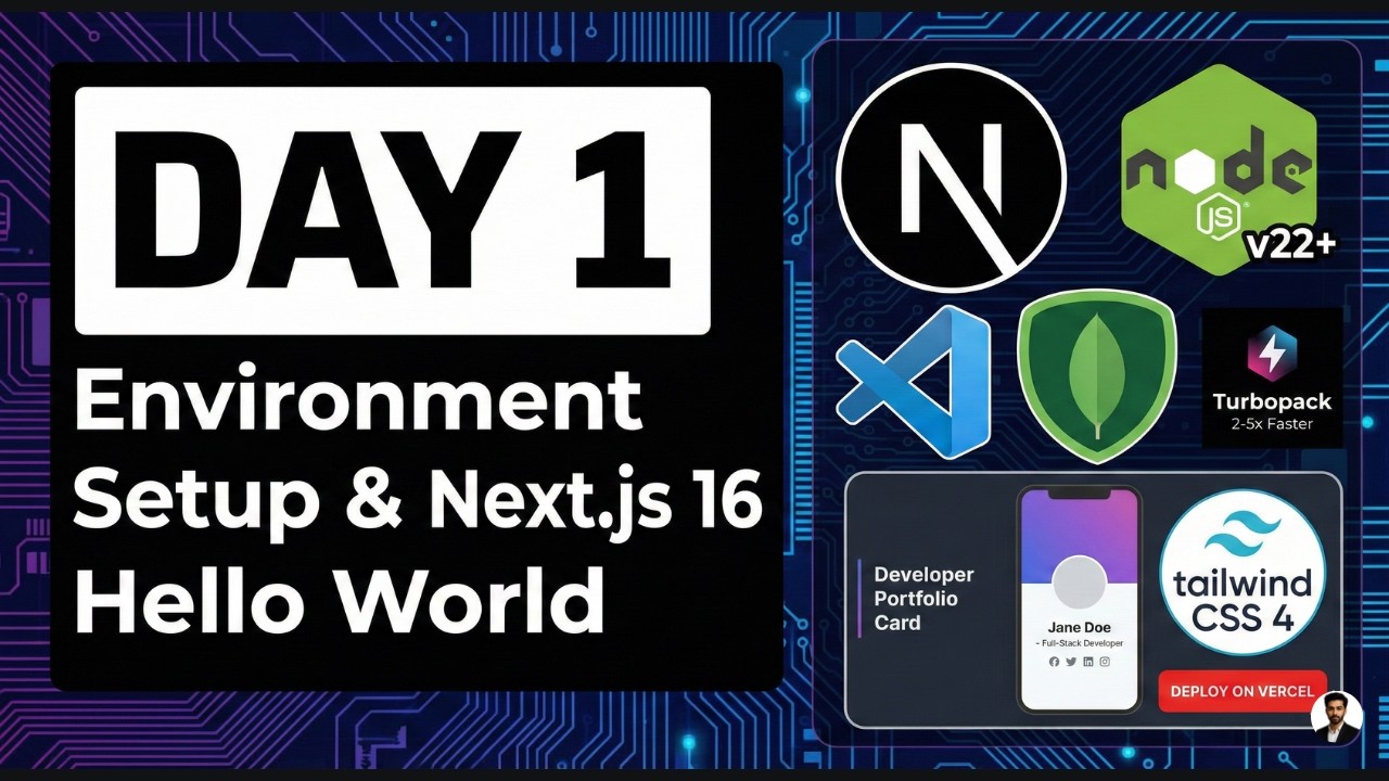Next.js 16 Tutorial | DAY 1 — Environment Setup & Next js 16 Hello World