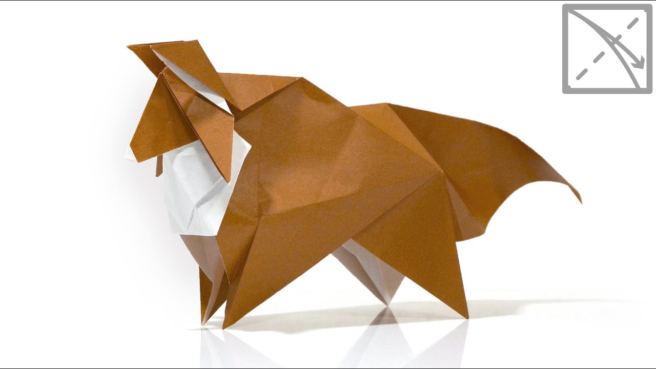 Origami Collie Tutorial with Diagrams