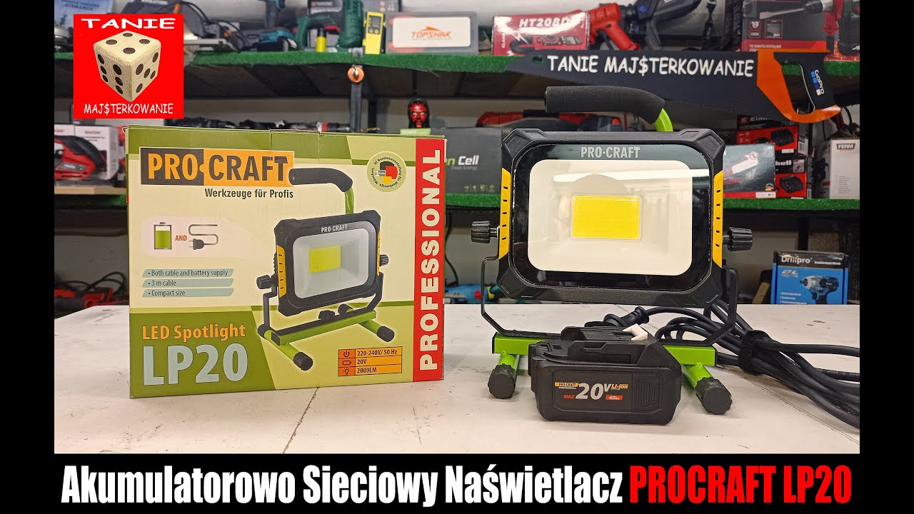 PROCRAFT  LP20 - Akumulatorowo Sieciowy  Naświetlacz Budowlany i nie Tylko !!!