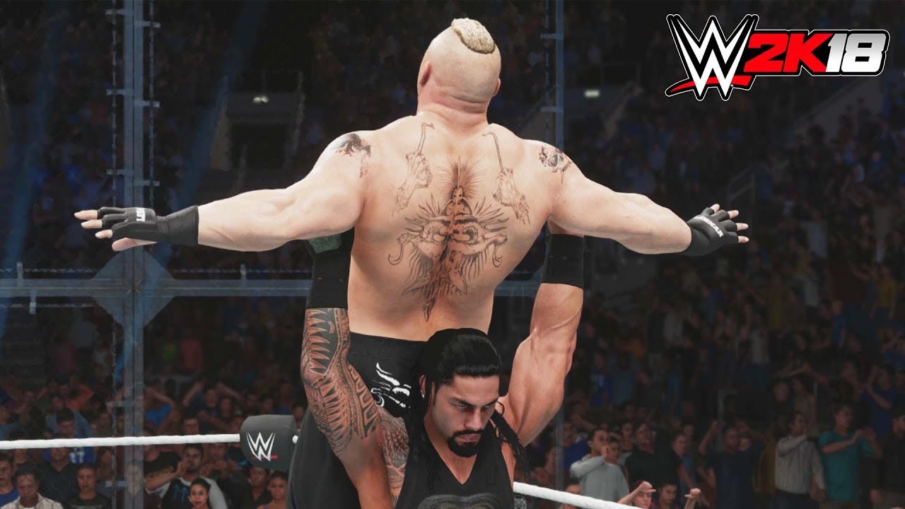 WWE 2K18 — Геймплей PS4 Pro / Xbox One. Матч Романа Рейнса против Брока Леснара «Ад в клетке»