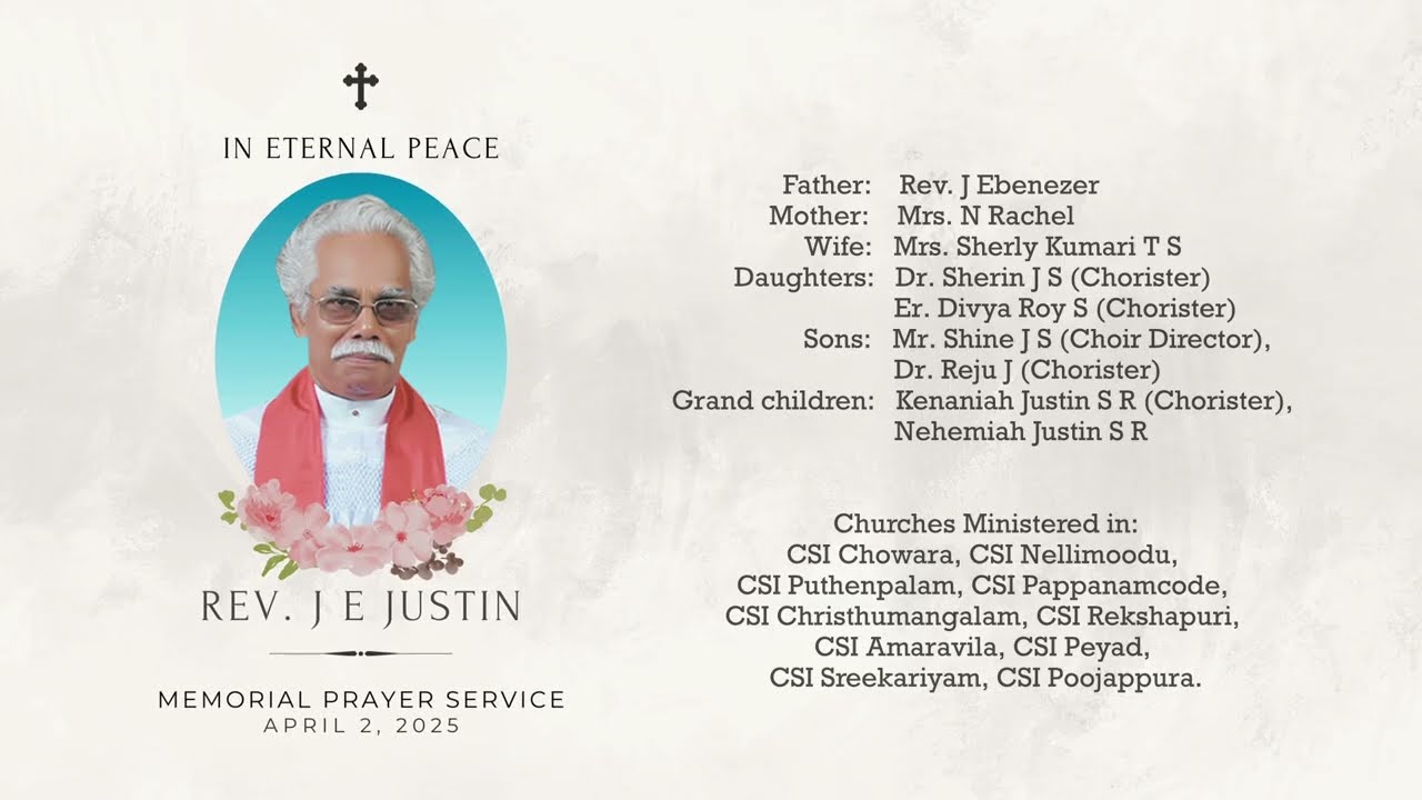 Memorial Prayer Service | Rev. J E Justin | Voctave Chorale