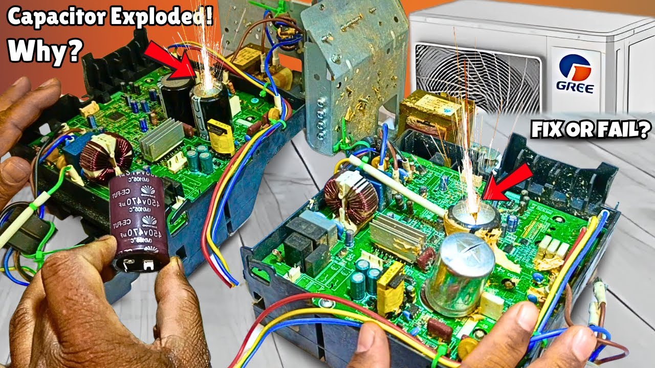 Exploded Capacitors! Can These GREE Mini Split AC Circuit Be Fixed?