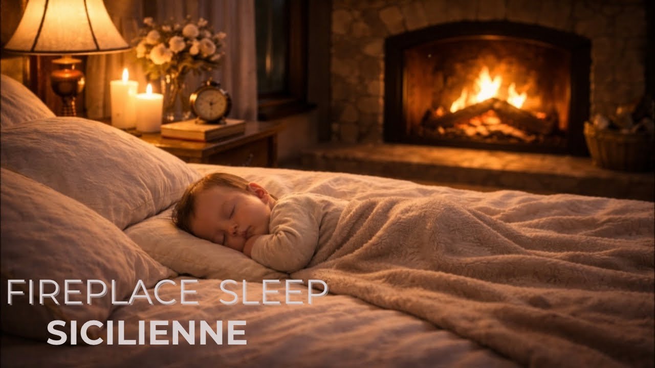 【シチリアーノ】暖炉の音とオルゴール｜Fireplace Sounds with Gentle Music for Sleep (1 Hour)