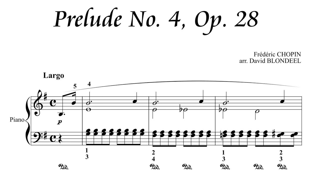 Prelude Op. 28 No. 4 – Chopin | Intermediate Piano Solo Arrangement (Sheet Music)