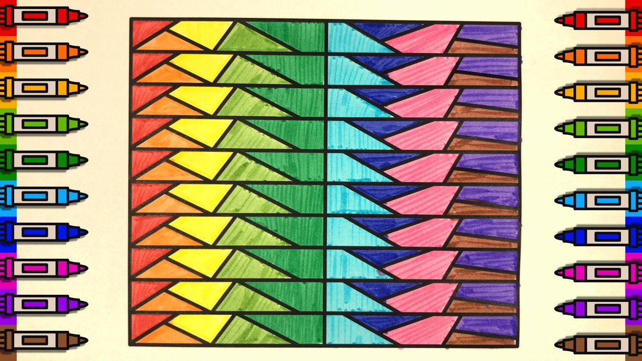 10 Colors Art Coloring: Patterns – Low Poly Art, Bubble Dot, Brick  & Diamond Cube with Marker Pens