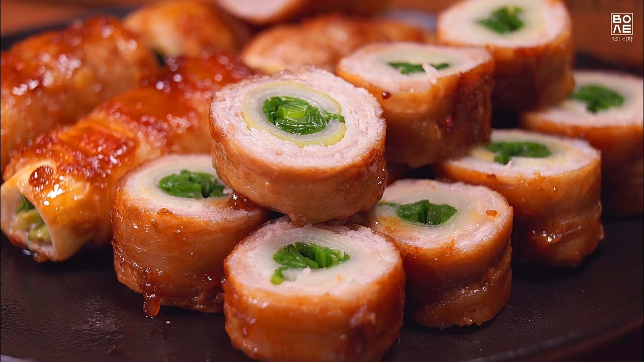 10 минут!! Хрустящая свиная грудинка с луком-пореем и зеленым луком