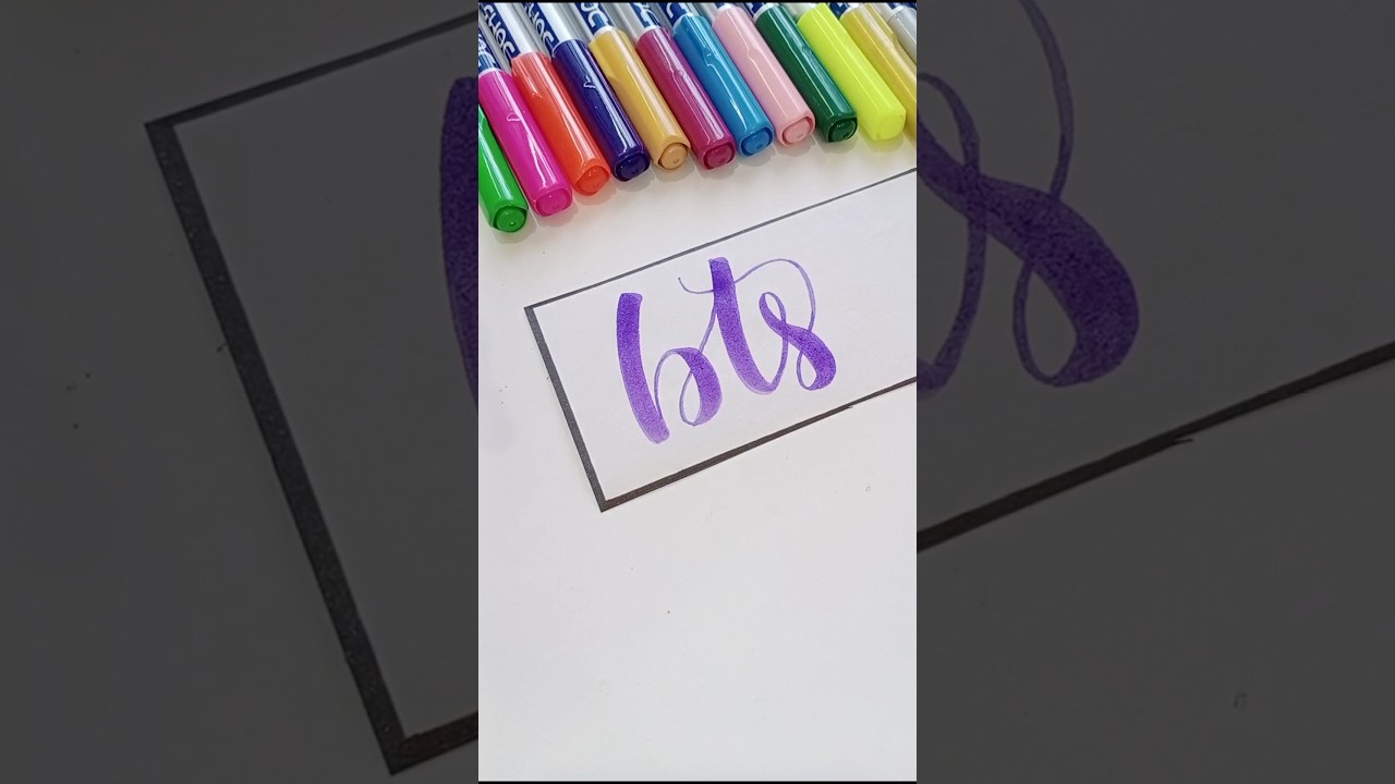 how to write in calligraphy - bts || simple calligraphy || cursive letter bts 
