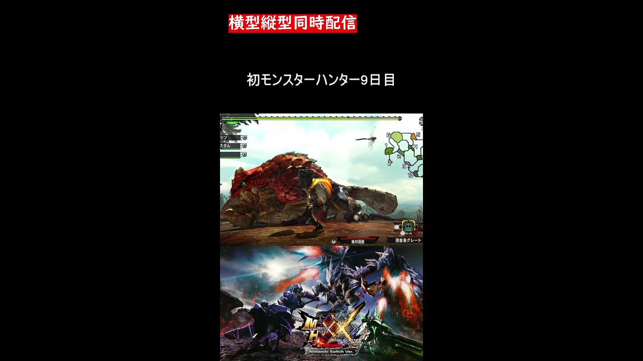 〈縦横同時配信〉8日目 初モンスターハンター！！【MHXX】　#shorts