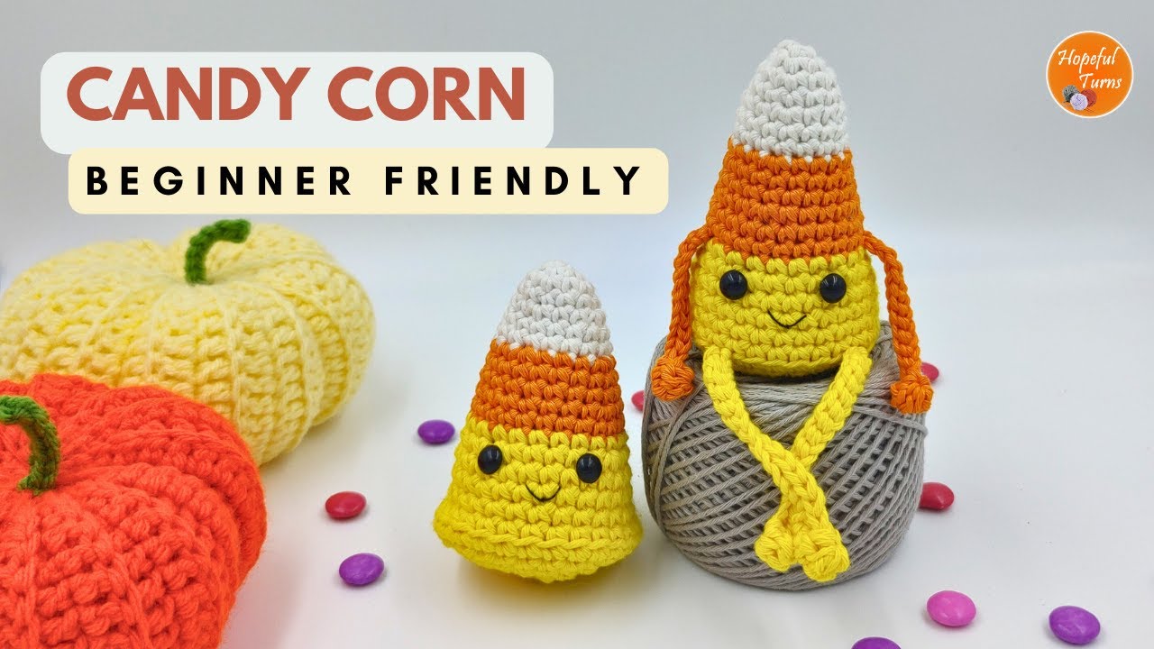 Crochet Candy Corn | Easy No Sew Leggy crochet candy corn pattern | Fall & Halloween crochet Ideas