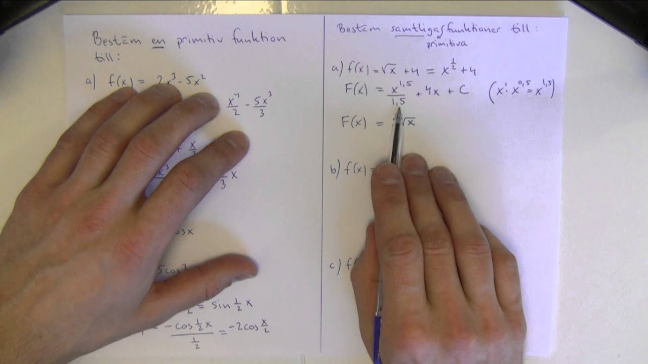 Matematik 4 - Integraler del 1 - Primitiva funktioner