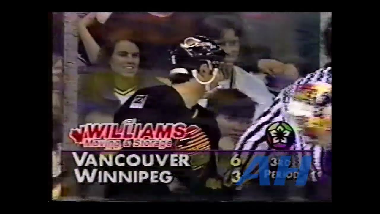 NHL Mar. 11, 1994 Tie Domi,WPG v Shawn Antoski,VCR Winnipeg Jets Vancouver Canucks