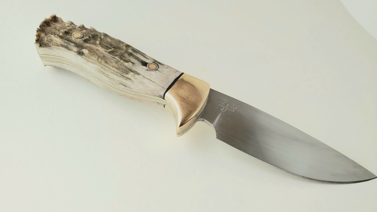 Making a Hunting Knife with Antler Handle and Brass Bolsters