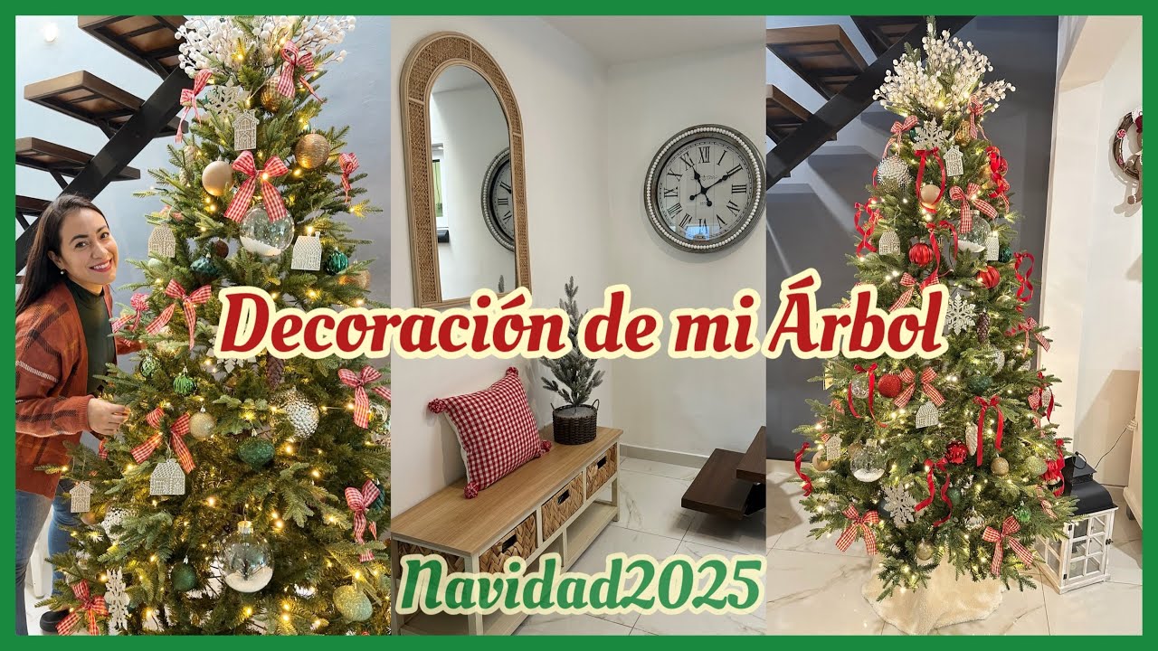 Decoración de mi Árbol de Navidad2025🎄Clásico vintage con toques modernos♥️ #christmastree #navidad 