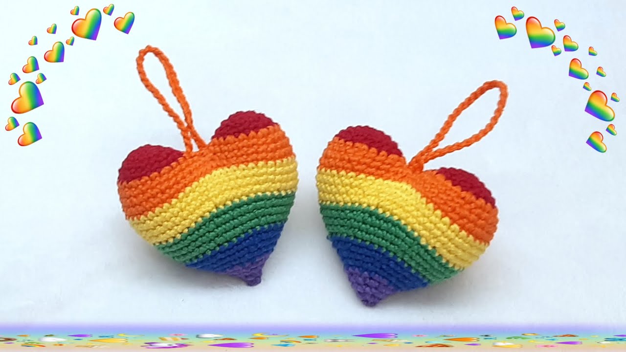 🌈 💝 CORAZON ARCOIRIS AMIGURUMI 