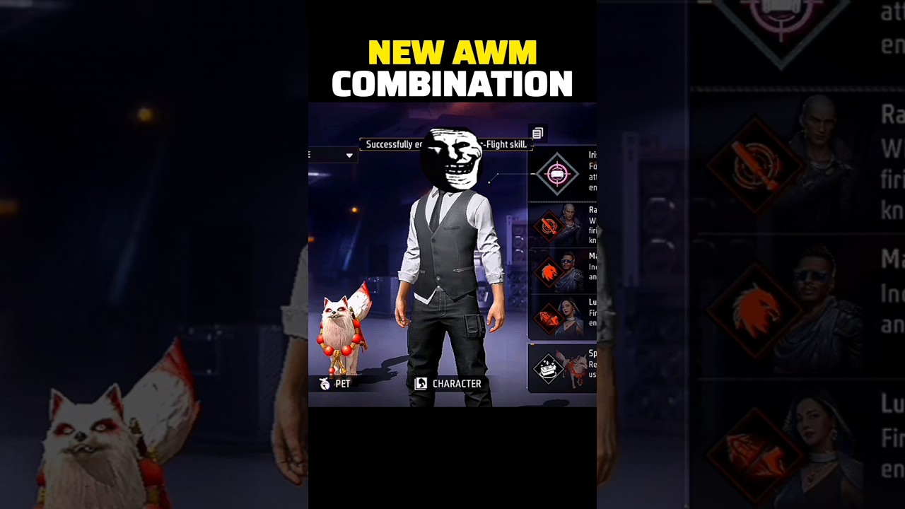NEW AWM COMBINATION 😱 | BEST CHARACTER SKILL COMBINATION FOR AWM | AWM SKILL COMBINATION #shorts
