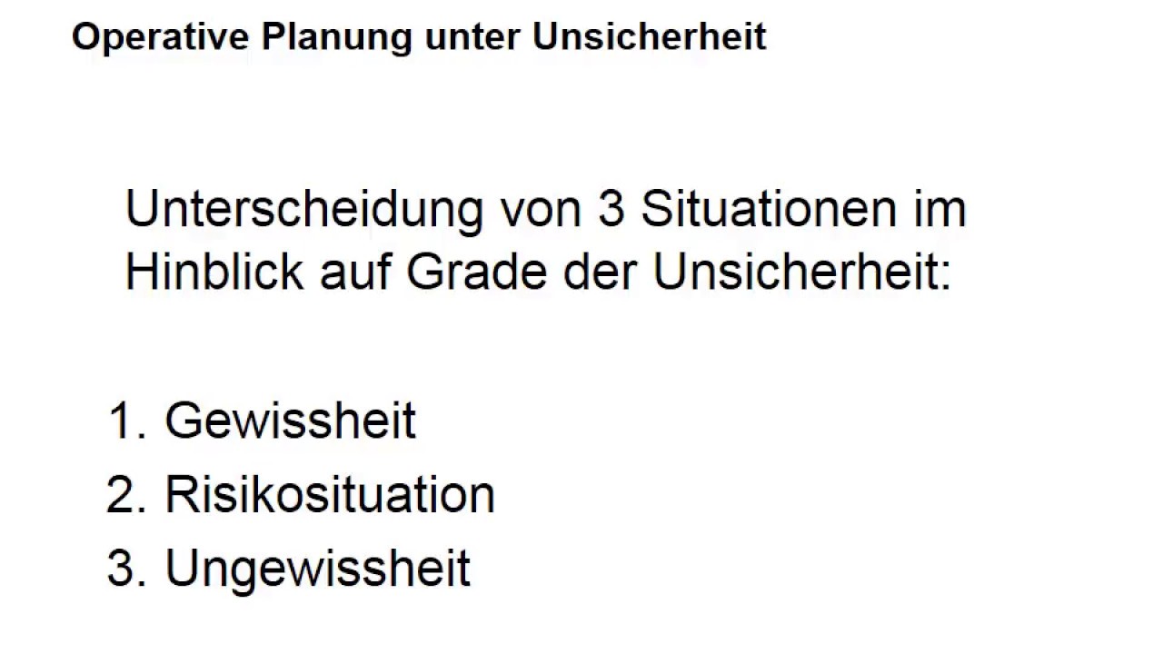 Planung unter Unsicherheit