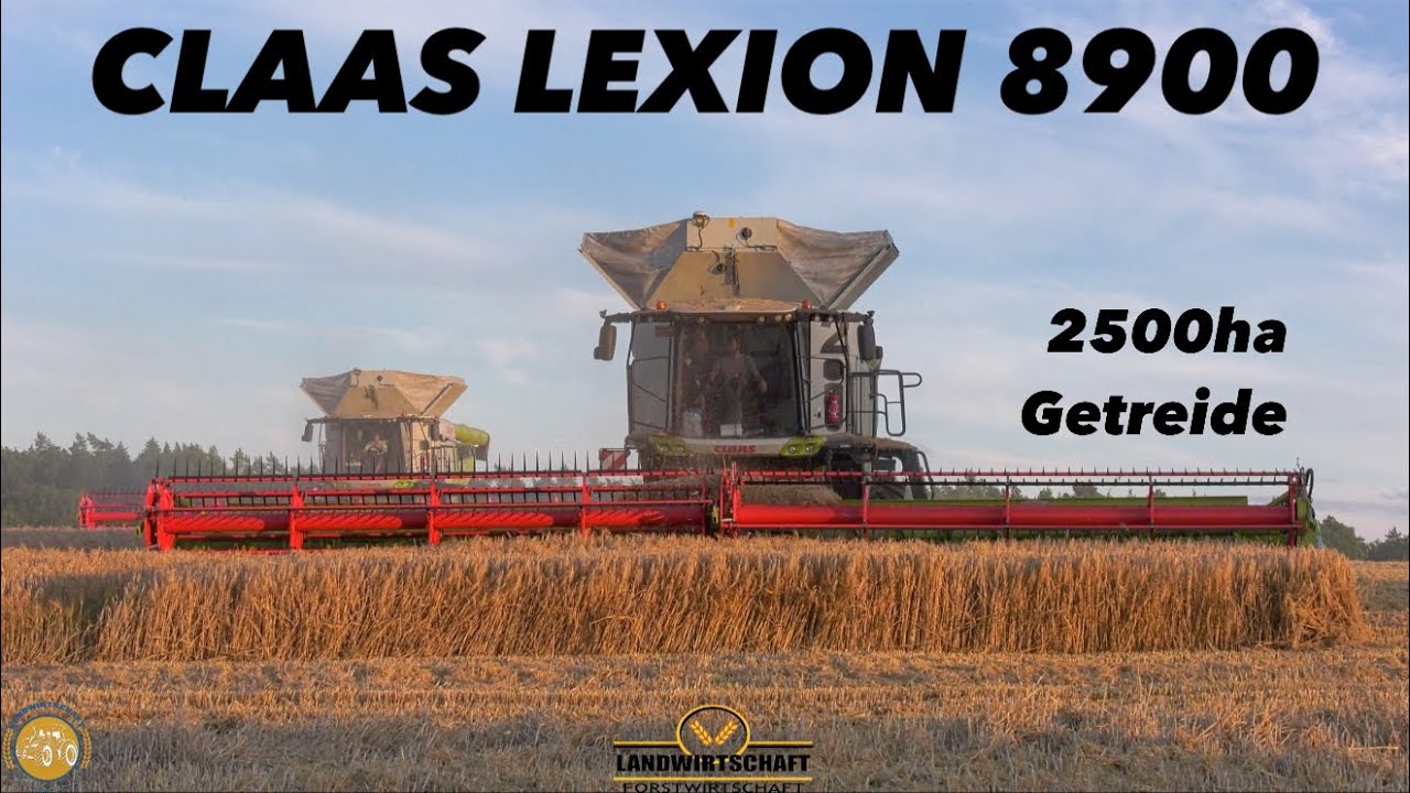 Mit 27,6m Arbeitsbreite im Getreide CLAAS LEXION 8900 Die 2500ha Getreideernte 2 Mähdrescher Einsatz