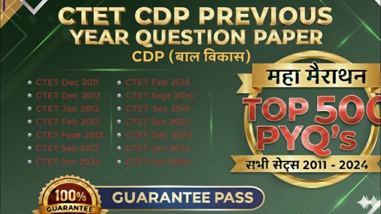 CTET Previous Year Question Paper cdp Pedagogy CTET 2026 Preparation I