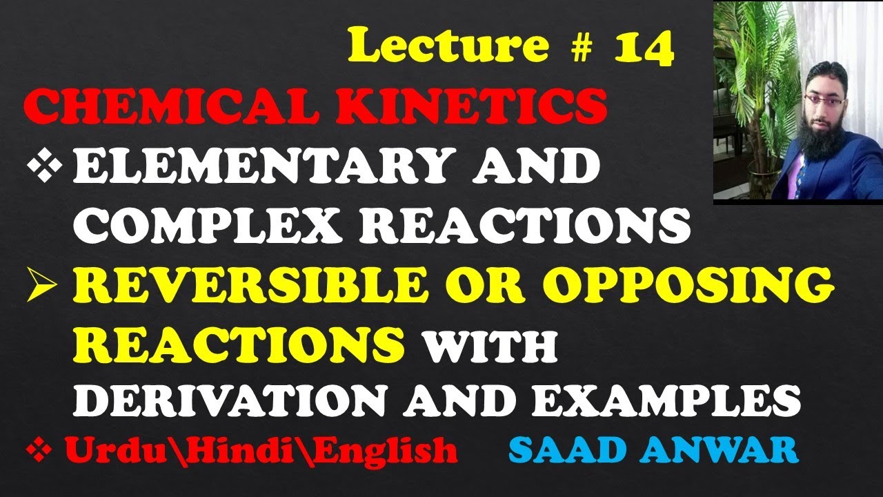 Kinetics of Opposing Reaction|Reversible Reactions|First order Opposed by First Order|Hindi| Saad
