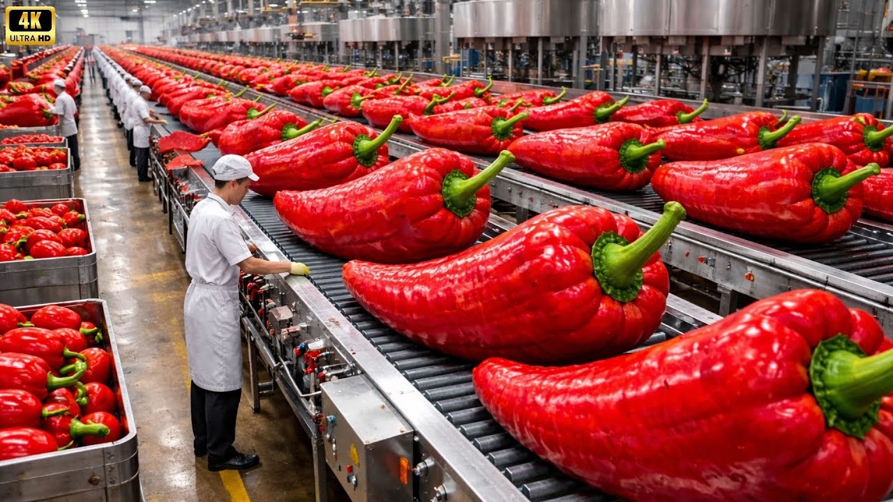 How Chili Sauce Is Made | Inside a Modern Industrial Chili Sauce Factory  (Full Process)