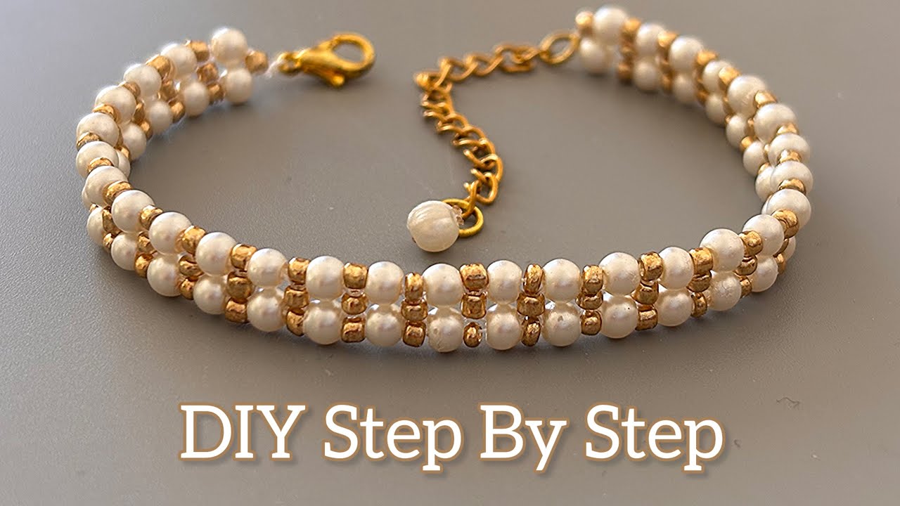 DIY Beaded Bracelet | Satisfying Pearl & Gold Jewelry Making