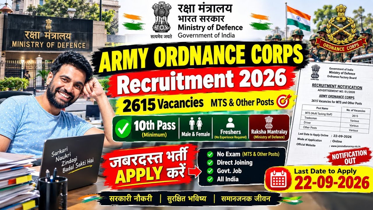 Ministry of Defence Recruitment / 10th Pass / Male & Female / Permanent Government Job / Various ...