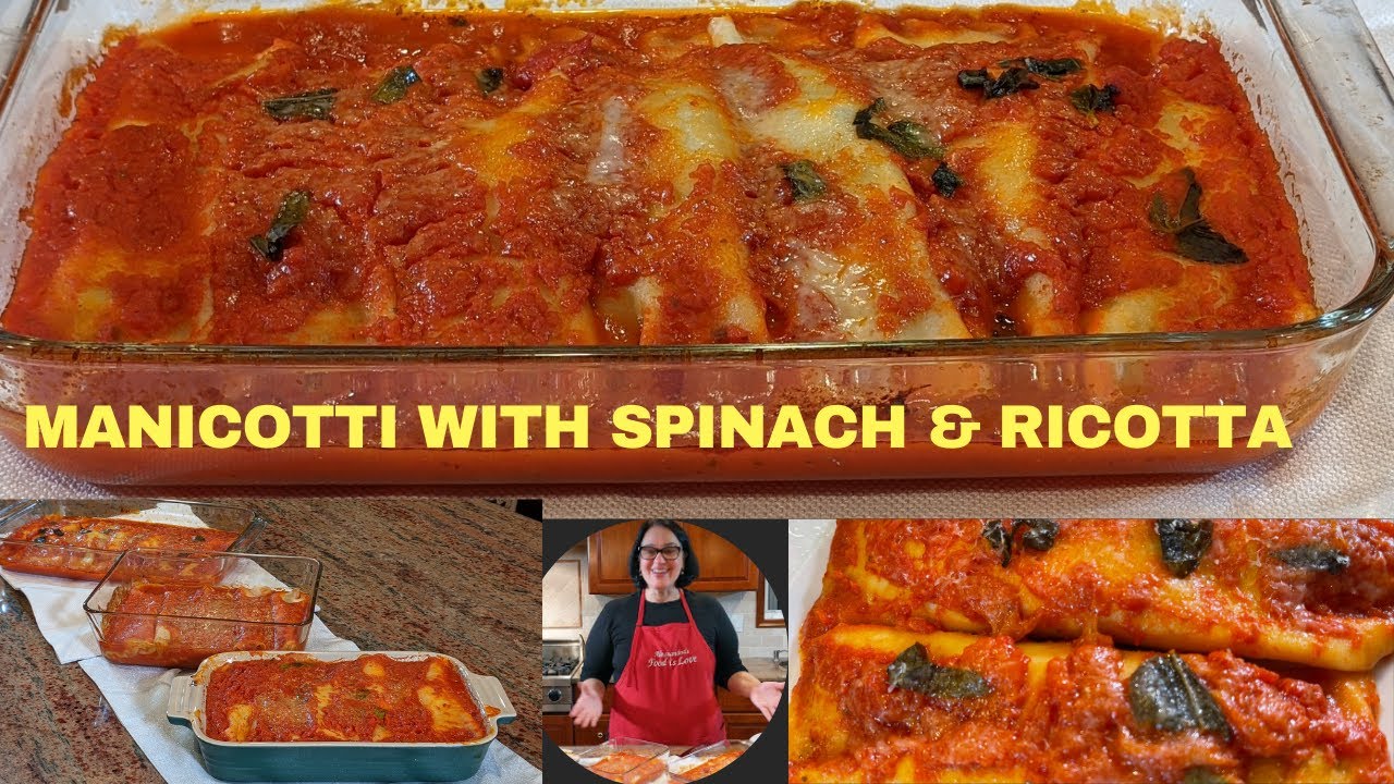 Manicotti made with Ricotta and Spinach .