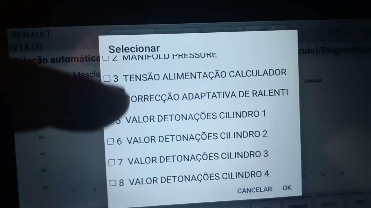 Tensão de referência Renault Kaptur 1.6 no Vident 800Pro