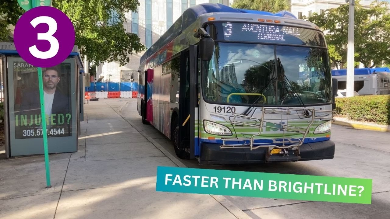 Riding Miami-Dade Transit Metrobus 3, Downtown Metrobus Terminal to Aventura Mall, New Flyer XN40