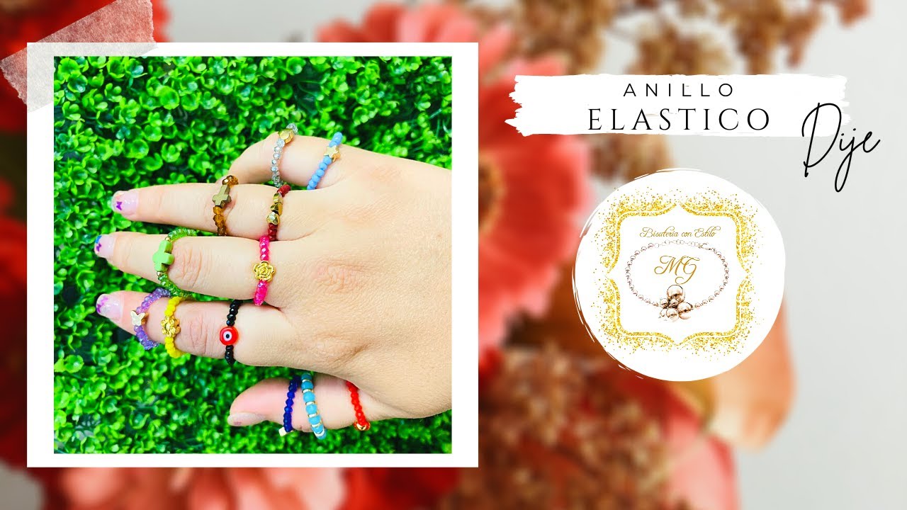 ANILLO DE ELASTICO BISUTERIA 💍| ANILLO CON CRISTALES Y DIJE