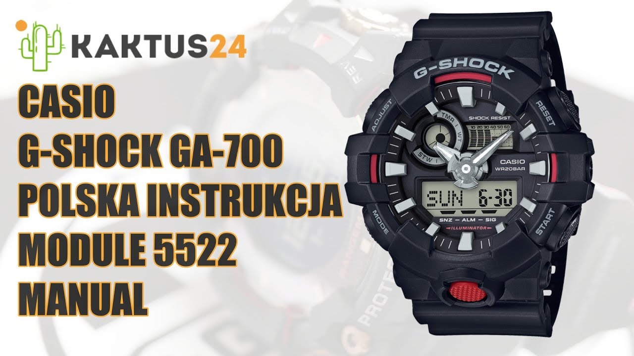 Jak ustawić Casio G-Shock GA-700  instrukcja obsługi PL ustawienia zegarka  kaktus24.pl