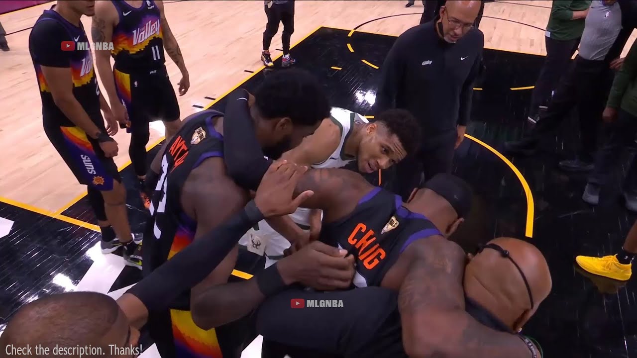 Giannis trucks Torrey Craig then shows sportsmanship! Bucks vs Suns Game 2