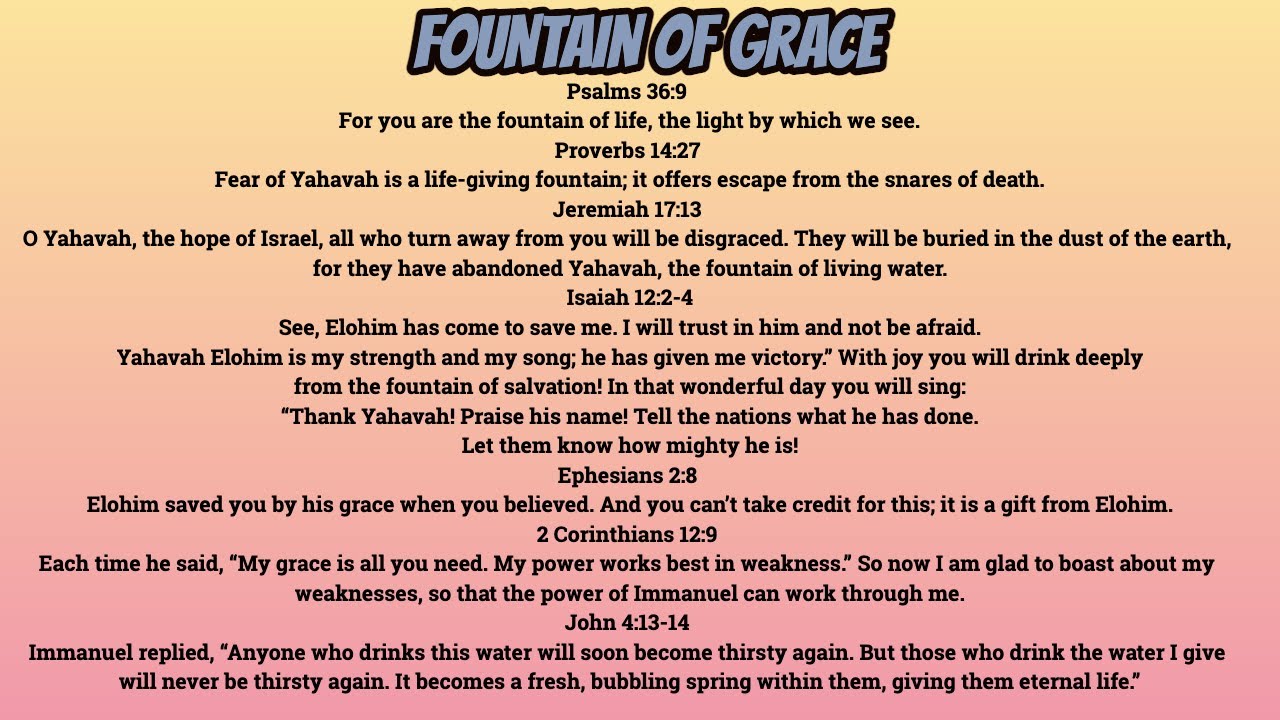 Yahavah the Fountain of Grace