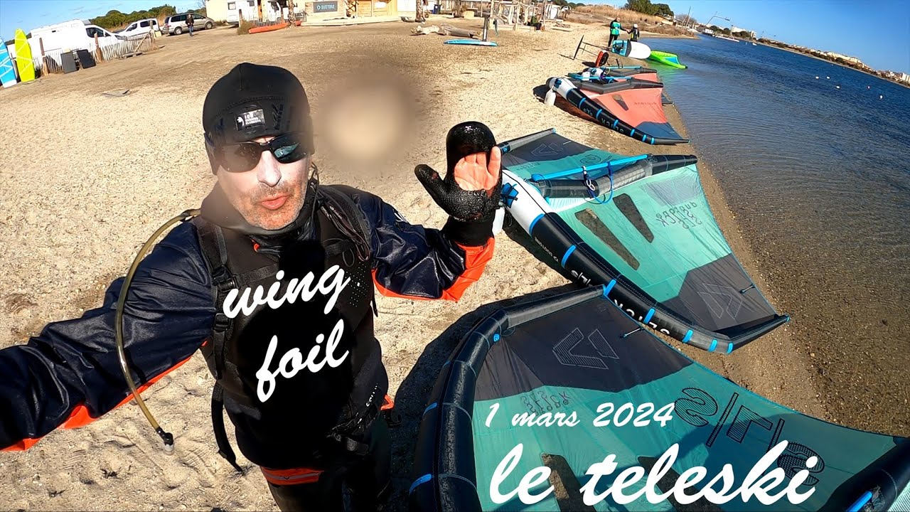 j'apprends le wingfoil - 1 mars 2024 - découverte du téléski au Barcares - slick sls 6m² / 7m²