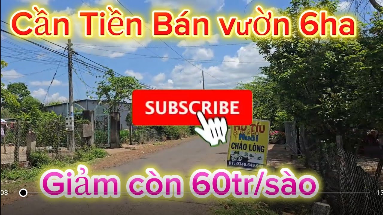 Cần tiền bán gấp månh vườn  cao su tràm dt 5.8heta.Thưc tê sư dựng 6.8 hwta.gia 670tr/heta đất CLN.