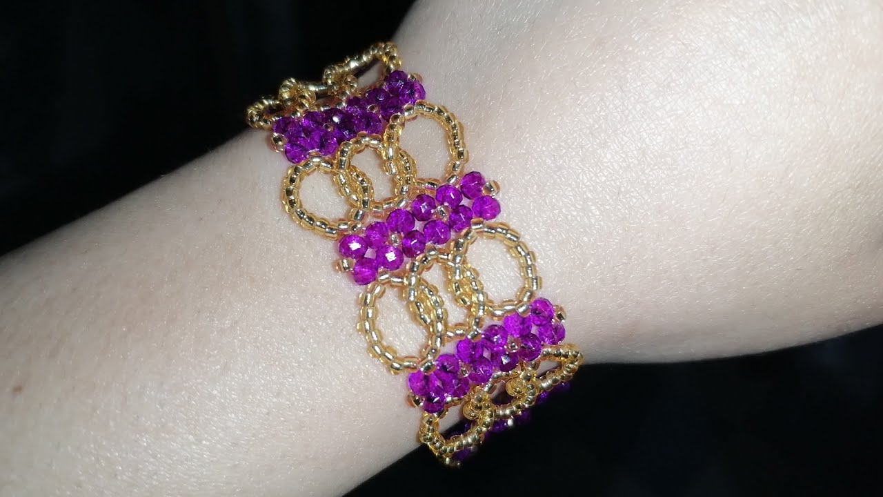 How to make easy beaded bracelet with crystal neads & and seed beads