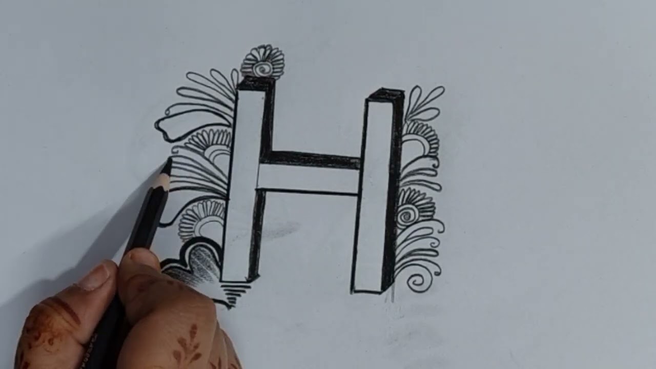 Best tattoo drawing with pencil || simple drawing || Alphabet H pencil art || how to draw  letter H