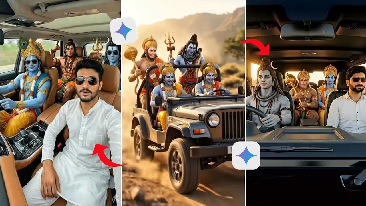 Bhagwan ji Car Driving Ai Video Editing || Instagram Trending Ai reels Editing || in gemini